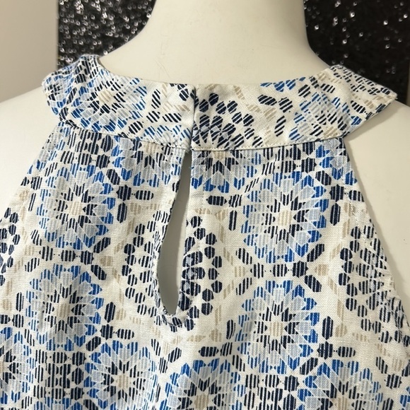 Tommy Bahama White Blue Geometric Halter Linen Top Sleeveless Top size S - Picture 6 of 9